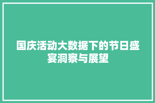 国庆活动大数据下的节日盛宴洞察与展望 操作系统