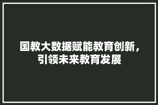 国教大数据赋能教育创新，引领未来教育发展 操作系统