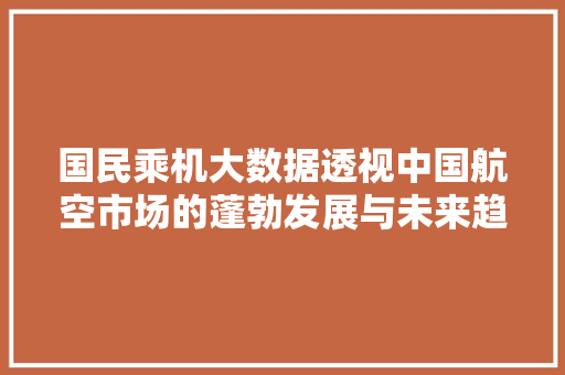 国民乘机大数据透视中国航空市场的蓬勃发展与未来趋势 电脑基础