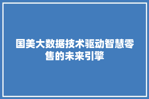 国美大数据技术驱动智慧零售的未来引擎 操作系统