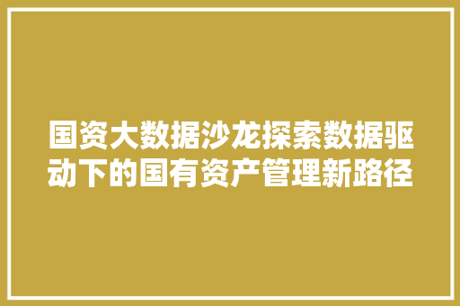 国资大数据沙龙探索数据驱动下的国有资产管理新路径 编程语言 国资大数据沙龙探索数据驱动下的国有资产管理新路径 编程语言