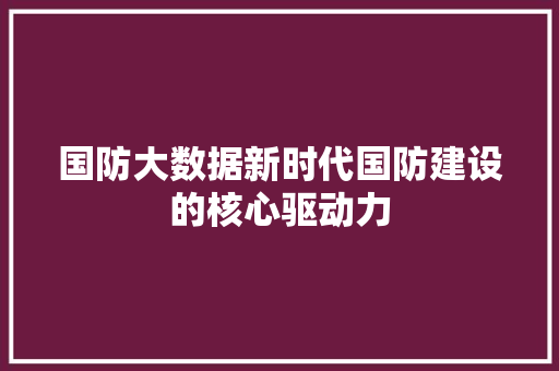 国防大数据新时代国防建设的核心驱动力 网络技术