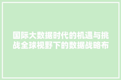 国际大数据时代的机遇与挑战全球视野下的数据战略布局 电脑配置