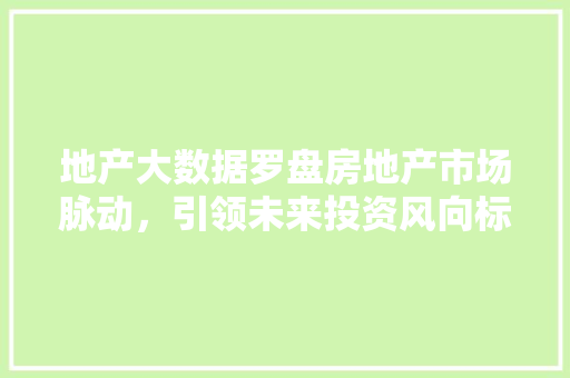 地产大数据罗盘房地产市场脉动，引领未来投资风向标 电脑基础