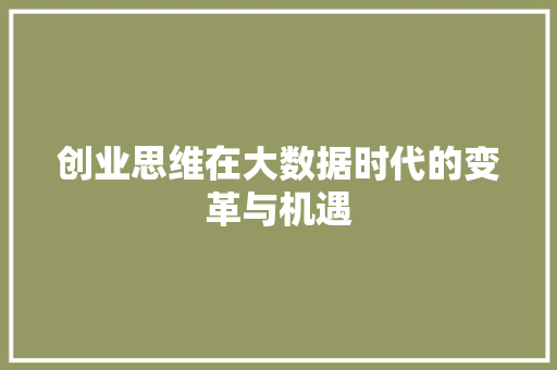 创业思维在大数据时代的变革与机遇 电脑配置