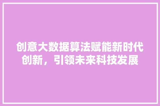 创意大数据算法赋能新时代创新，引领未来科技发展 电脑基础
