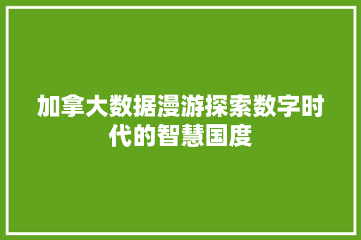 加拿大数据漫游探索数字时代的智慧国度