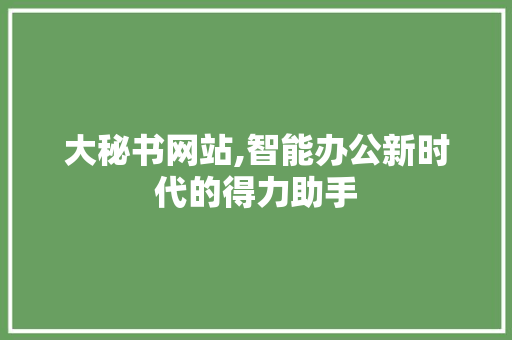 大秘书网站,智能办公新时代的得力助手 大秘书网站,智能办公新时代的得力助手 电脑配置