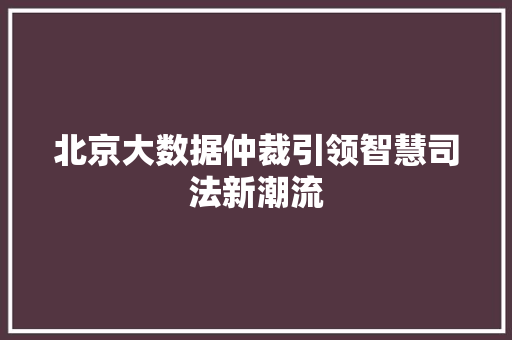 北京大数据仲裁引领智慧司法新潮流 网络技术