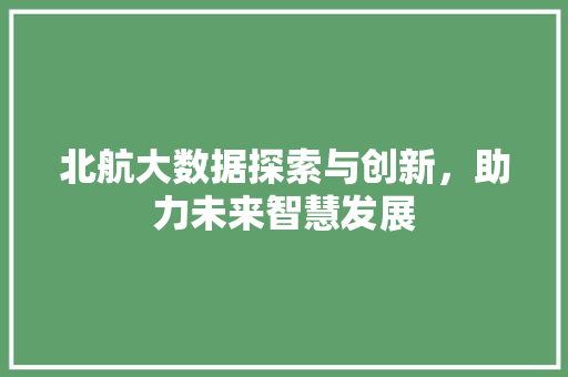 北航大数据探索与创新，助力未来智慧发展