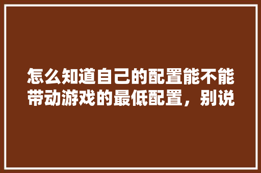 怎么知道自己的配置能不能带动游戏的最低配置，别说看，我看不懂，有没有更简单的「电脑配置怎么看排行榜」 怎么知道自己的配置能不能带动游戏的最低配置，别说看，我看不懂，有没有更简单的「电脑配置怎么看排行榜」 电脑故障维修