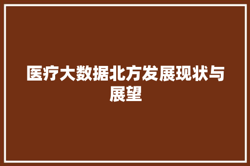 医疗大数据北方发展现状与展望 编程语言