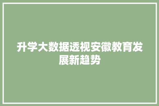 升学大数据透视安徽教育发展新趋势 电脑配置