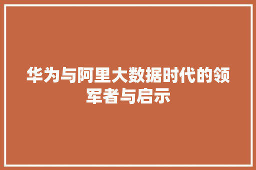 华为与阿里大数据时代的领军者与启示 电脑基础