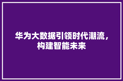 华为大数据引领时代潮流，构建智能未来
