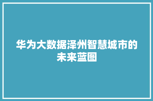 华为大数据泽州智慧城市的未来蓝图 电脑基础