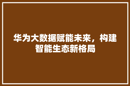 华为大数据赋能未来，构建智能生态新格局