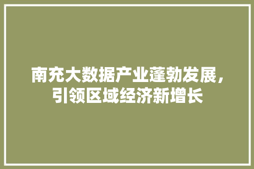 南充大数据产业蓬勃发展，引领区域经济新增长