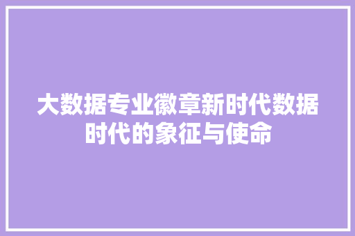 大数据专业徽章新时代数据时代的象征与使命