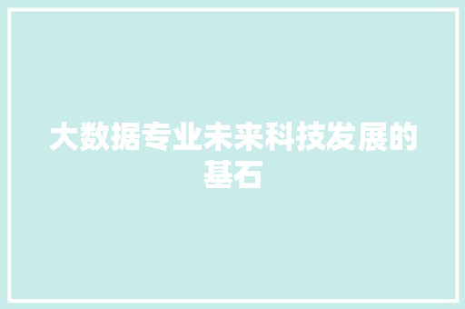 大数据专业未来科技发展的基石