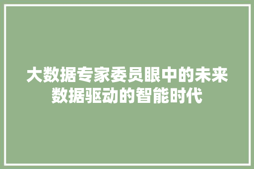 大数据专家委员眼中的未来数据驱动的智能时代