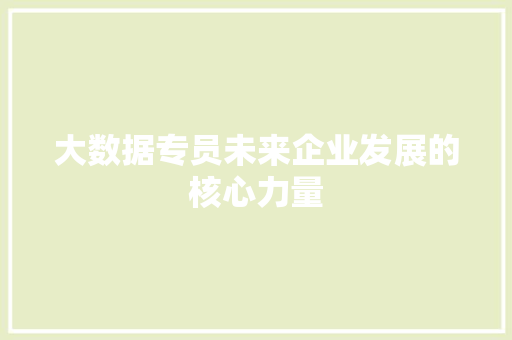 大数据专员未来企业发展的核心力量