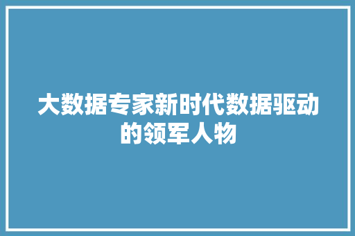 大数据专家新时代数据驱动的领军人物 编程语言