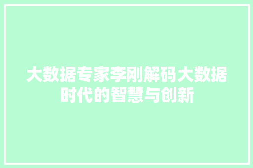 大数据专家李刚解码大数据时代的智慧与创新 电脑基础