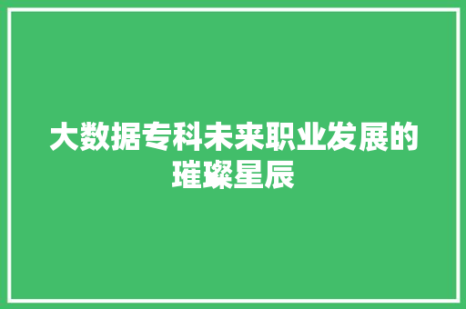 大数据专科未来职业发展的璀璨星辰 操作系统 大数据专科未来职业发展的璀璨星辰 操作系统