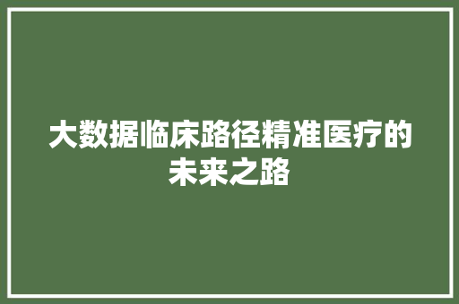 大数据临床路径精准医疗的未来之路 电脑基础 大数据临床路径精准医疗的未来之路 电脑基础
