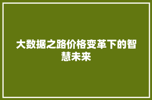大数据之路价格变革下的智慧未来