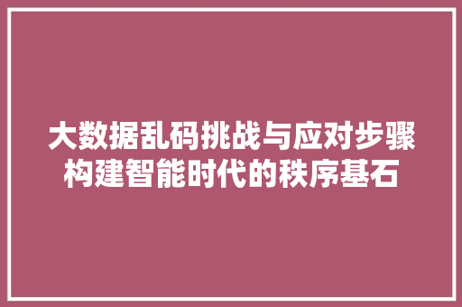 大数据乱码挑战与应对步骤构建智能时代的秩序基石