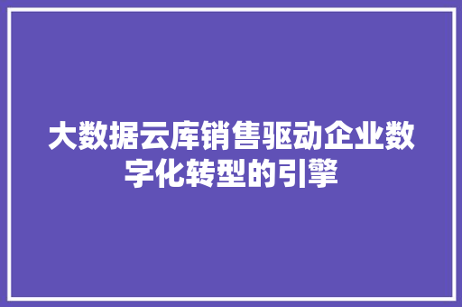 大数据云库销售驱动企业数字化转型的引擎 网络技术