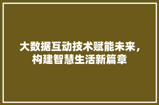 大数据互动技术赋能未来，构建智慧生活新篇章