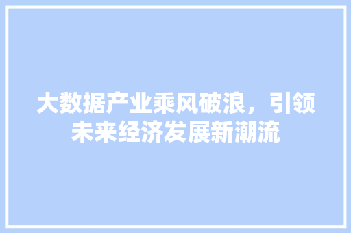 大数据产业乘风破浪，引领未来经济发展新潮流 电脑基础