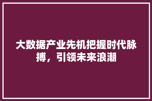 大数据产业先机把握时代脉搏，引领未来浪潮 电脑故障维修