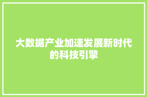 大数据产业加速发展新时代的科技引擎 编程语言 大数据产业加速发展新时代的科技引擎 编程语言