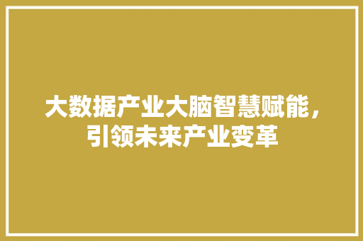 大数据产业大脑智慧赋能，引领未来产业变革 操作系统