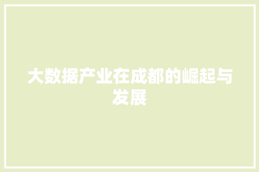 大数据产业在成都的崛起与发展 电脑故障维修