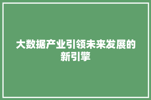 大数据产业引领未来发展的新引擎 编程语言