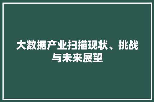 大数据产业扫描现状、挑战与未来展望 电脑基础