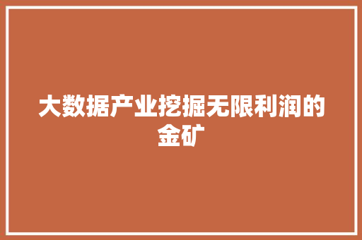 大数据产业挖掘无限利润的金矿 操作系统 大数据产业挖掘无限利润的金矿 操作系统