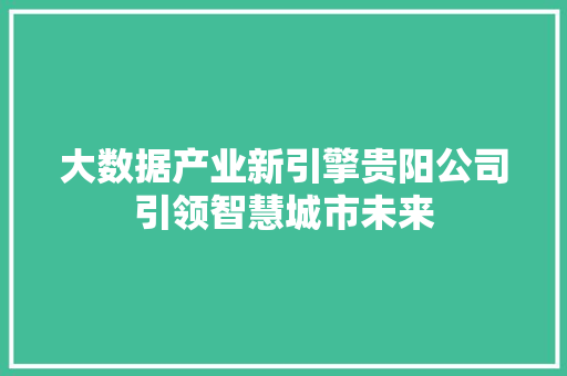 大数据产业新引擎贵阳公司引领智慧城市未来 电脑故障维修