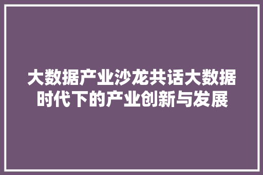 大数据产业沙龙共话大数据时代下的产业创新与发展 操作系统