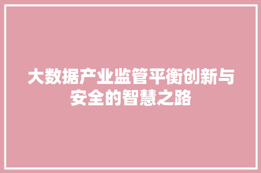 大数据产业监管平衡创新与安全的智慧之路 电脑配置