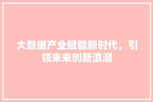 大数据产业赋能新时代,引领未来创新浪潮 大数据产业赋能新时代,引领未来创新浪潮