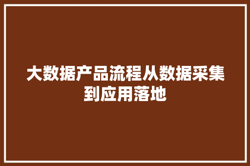 大数据产品流程从数据采集到应用落地 电脑故障维修