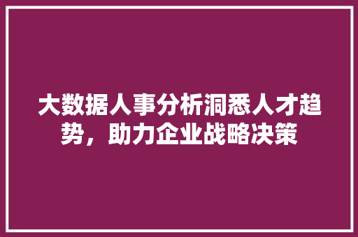 大数据人事分析洞悉人才趋势，助力企业战略决策 电脑故障维修
