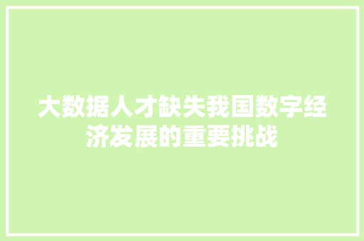 大数据人才缺失我国数字经济发展的重要挑战 电脑故障维修