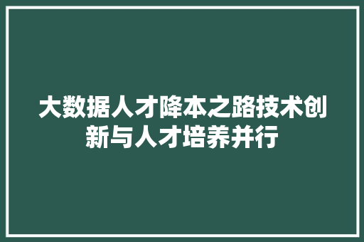 大数据人才降本之路技术创新与人才培养并行 编程语言